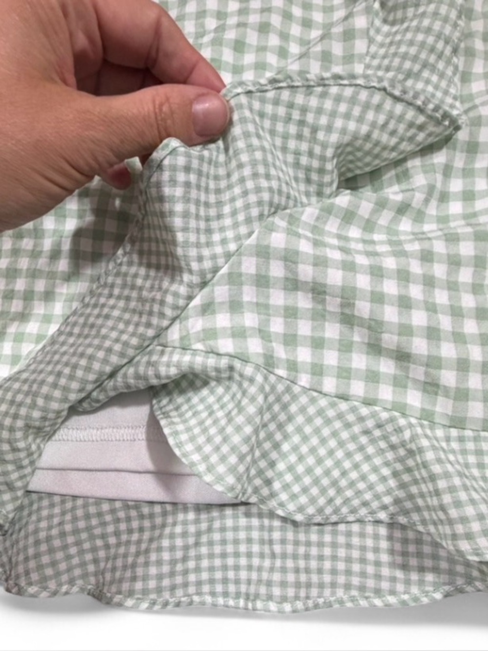Altar'd State Sage Green Gingham Wrap Skirt Size Small Ruffle Hem Cottagecore - Picture 4 of 6
